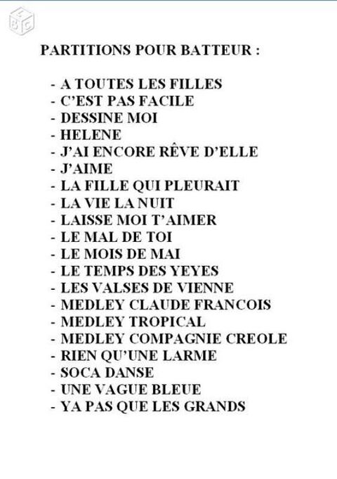 PARTITIONS POUR BATTEUR :
5 Castres (81)