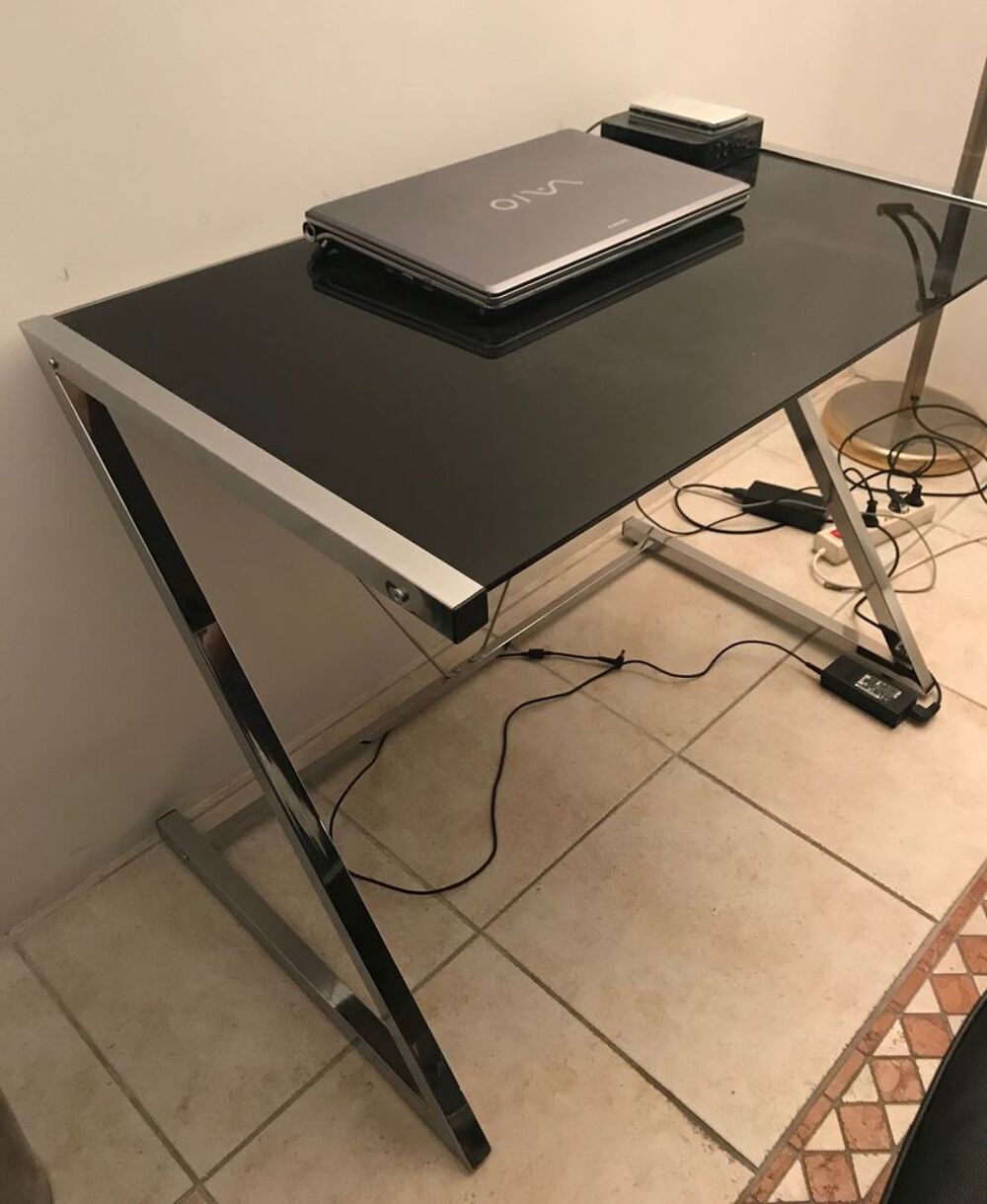Bureau en verre tremp&eacute; 100 cm Meubles