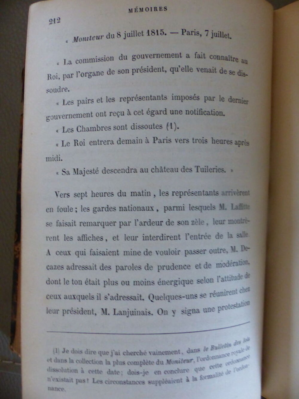 MEMOIRES D'UN BOURGEOIS DE PARIS - 1853 Livres et BD