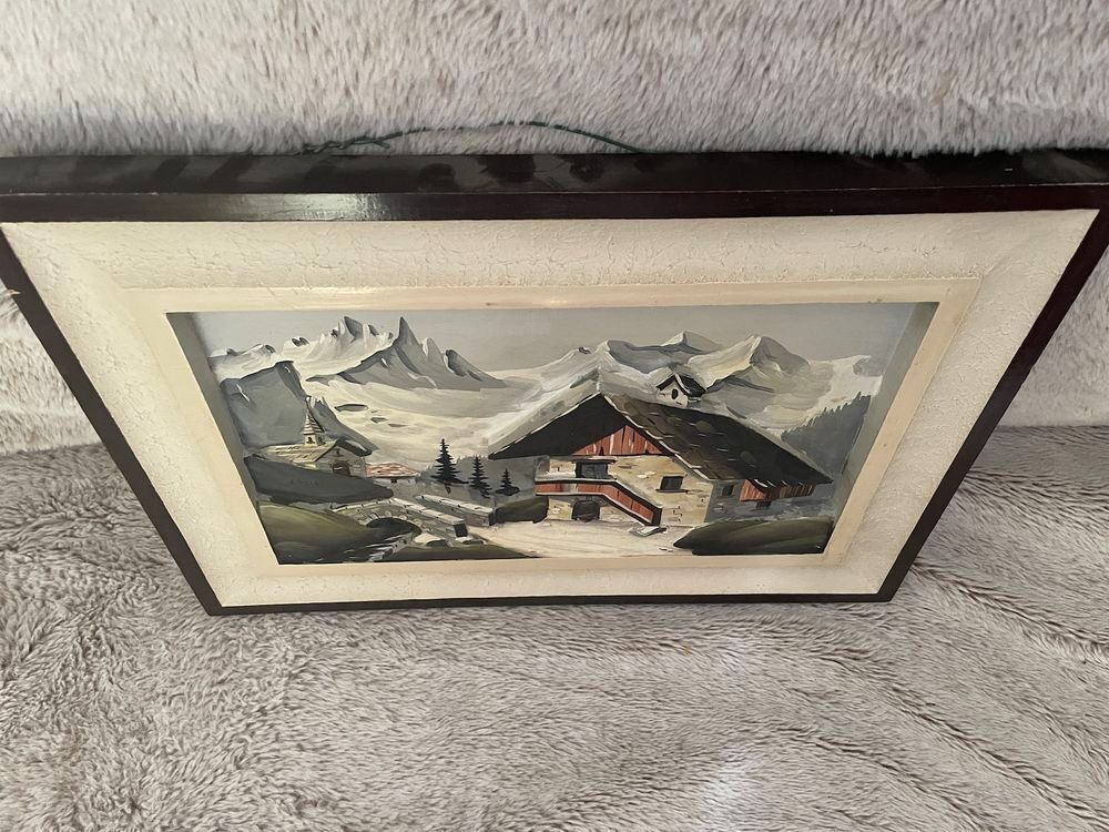 Tableau en relief peinture sur bois GUILLOT
En tr&egrave;s bon &eacute;tat Décoration