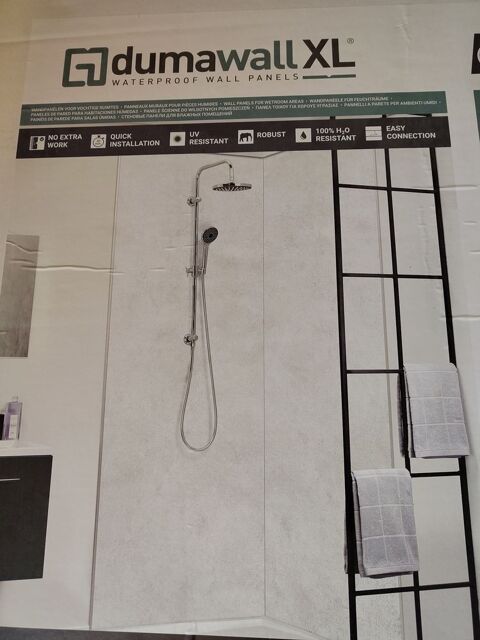2 panneaux douche PVC XL gris Cloudy DUMAWALL, L.260x90 220 Fontenay-sous-Bois (94)