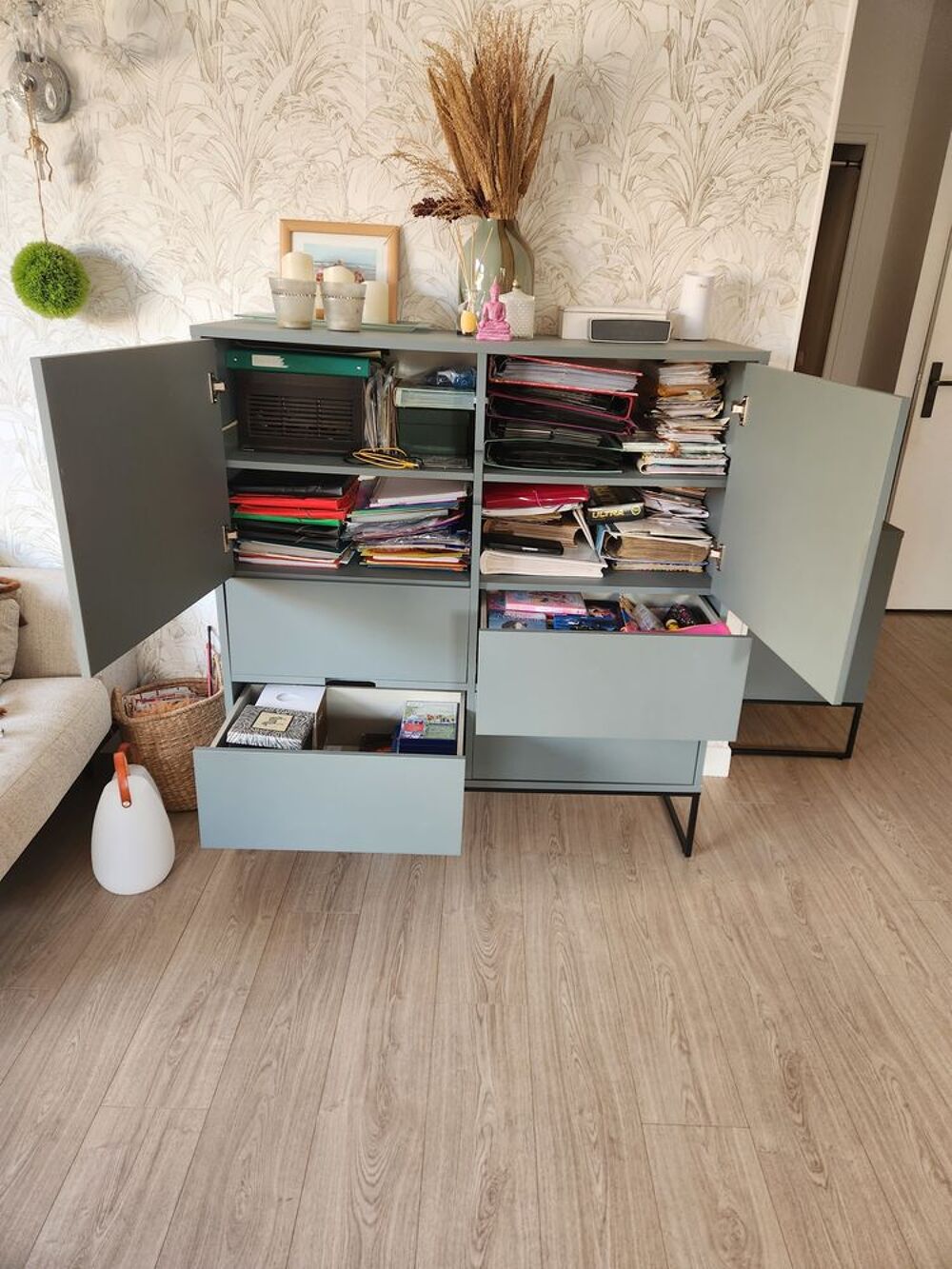 Petit Buffet haut vert mat possibilit&eacute; buffet bas assorti Meubles