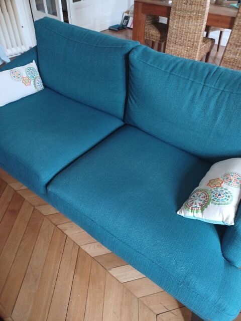 Canap 3 places bleu canard parfait tat 350 Paris 16 (75)