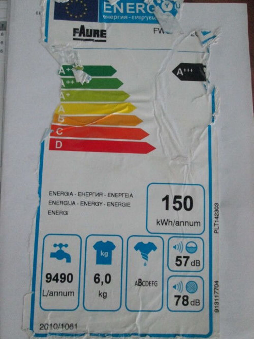 LAVE LINGE Faure 
Electroménager