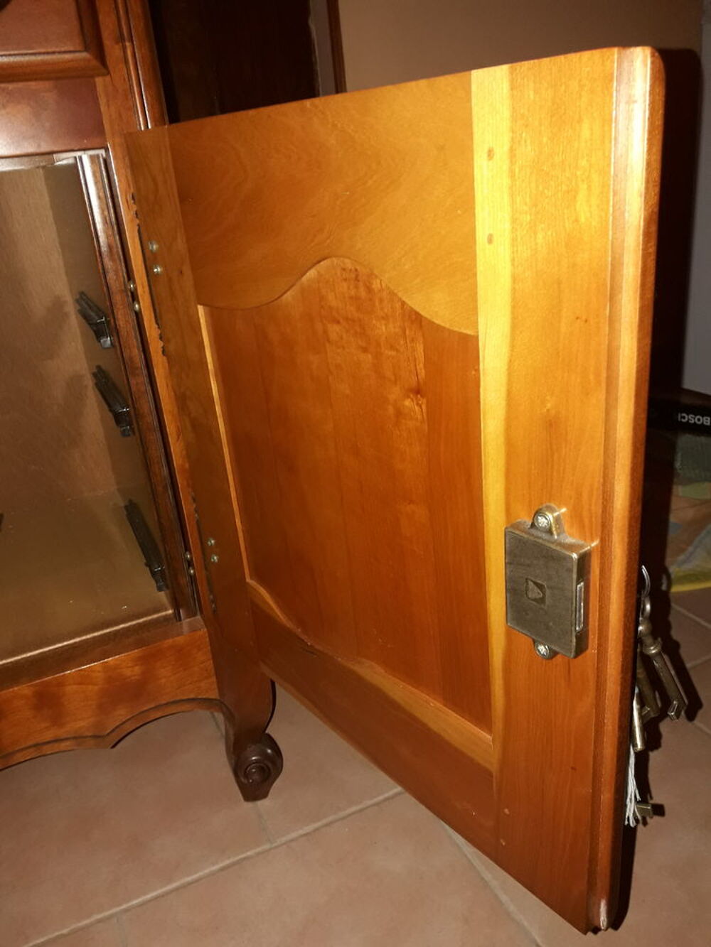 Meuble support de t&eacute;l&eacute; en merisier avec 1 tiroir coulissant Meubles
