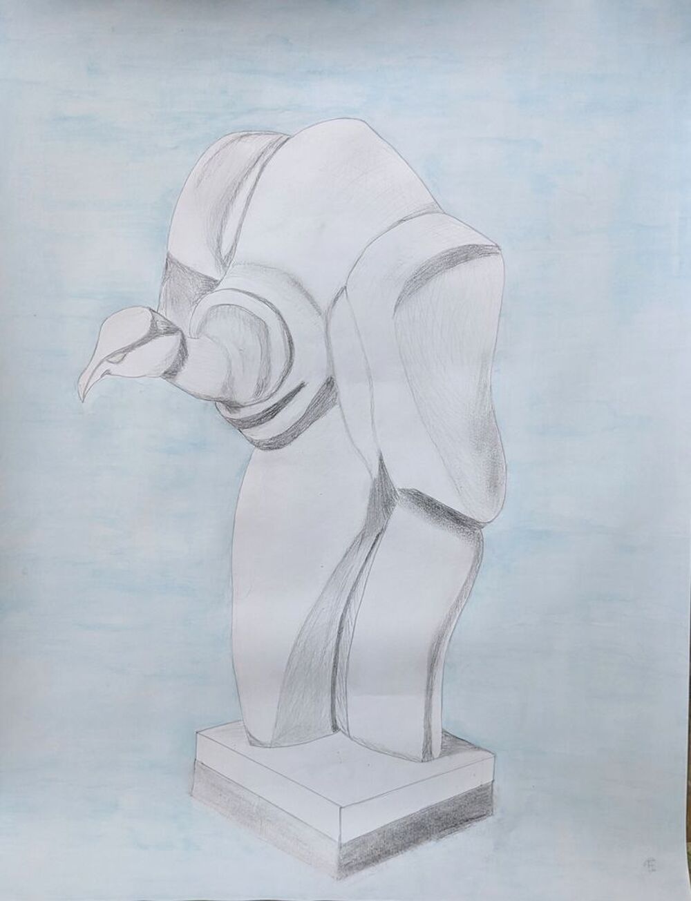 Grand dessin fait main de sculpture d'oiseau Décoration