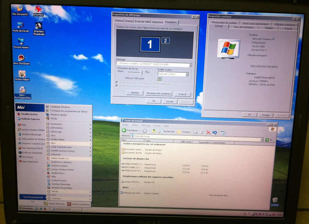 PC portable Dell Wifi DVD CDRW (dual boot Windows 98 / XP) Matériel informatique