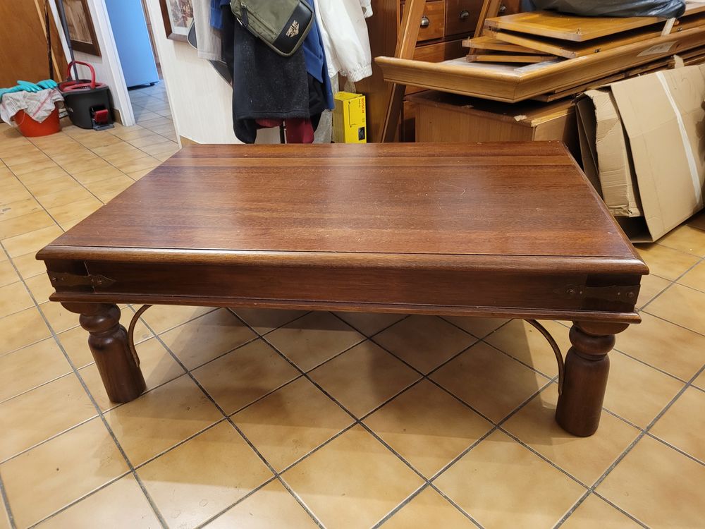 table basse bois et m&eacute;tal Meubles