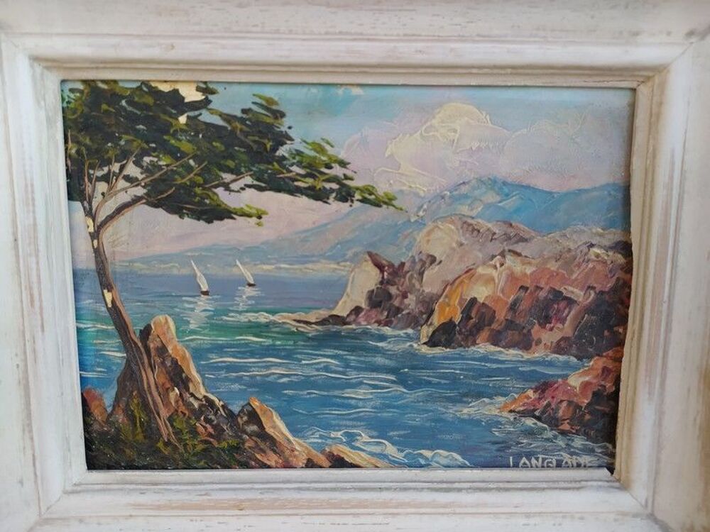 Tableau Paysage Marin Mer M&eacute;diterran&eacute;e Sign&eacute; Langlade 
