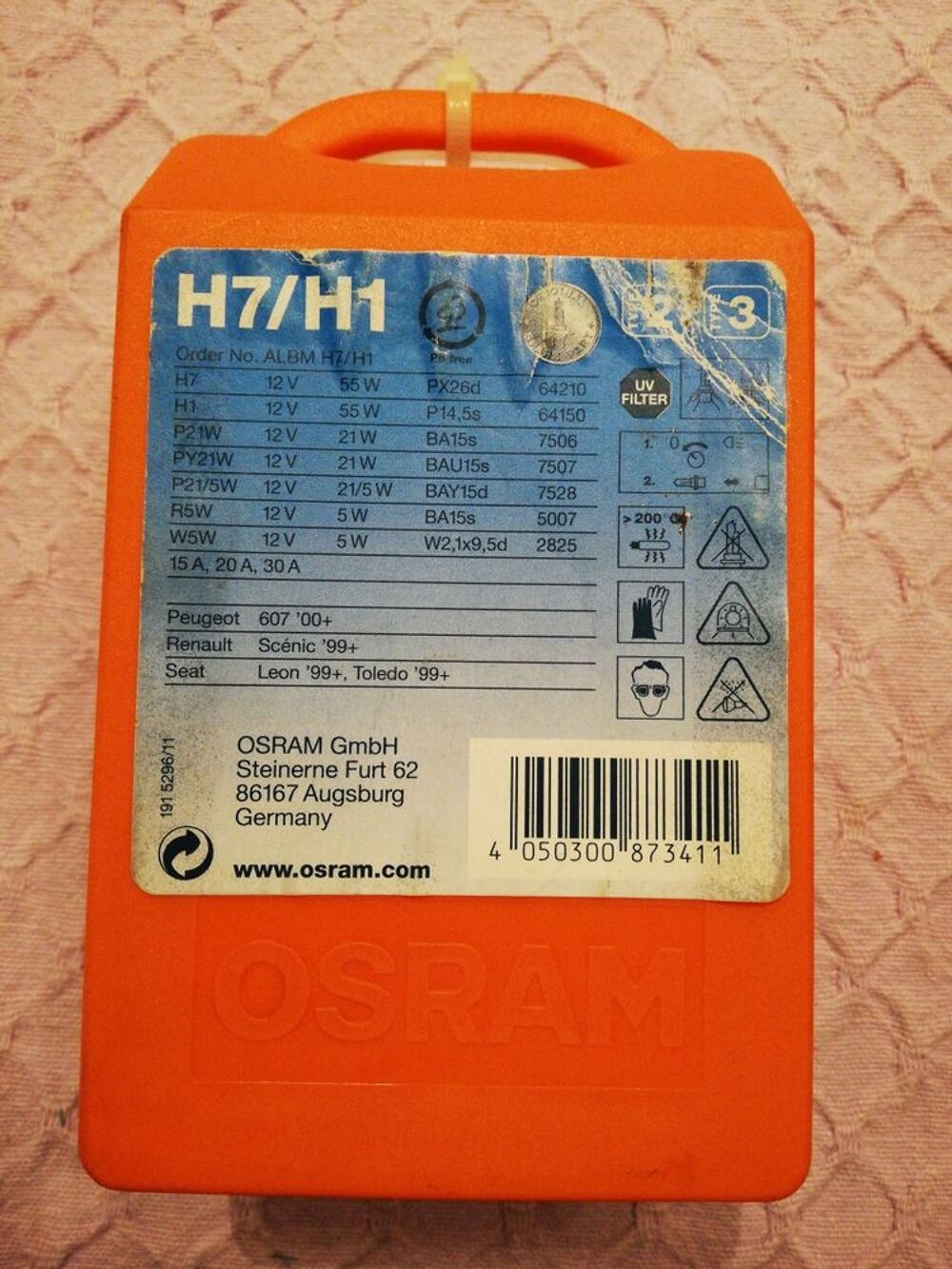 boite ampoule h7/h1 PEUGEOT 607/RENAULT SCENIC &amp;SEAT LEON 