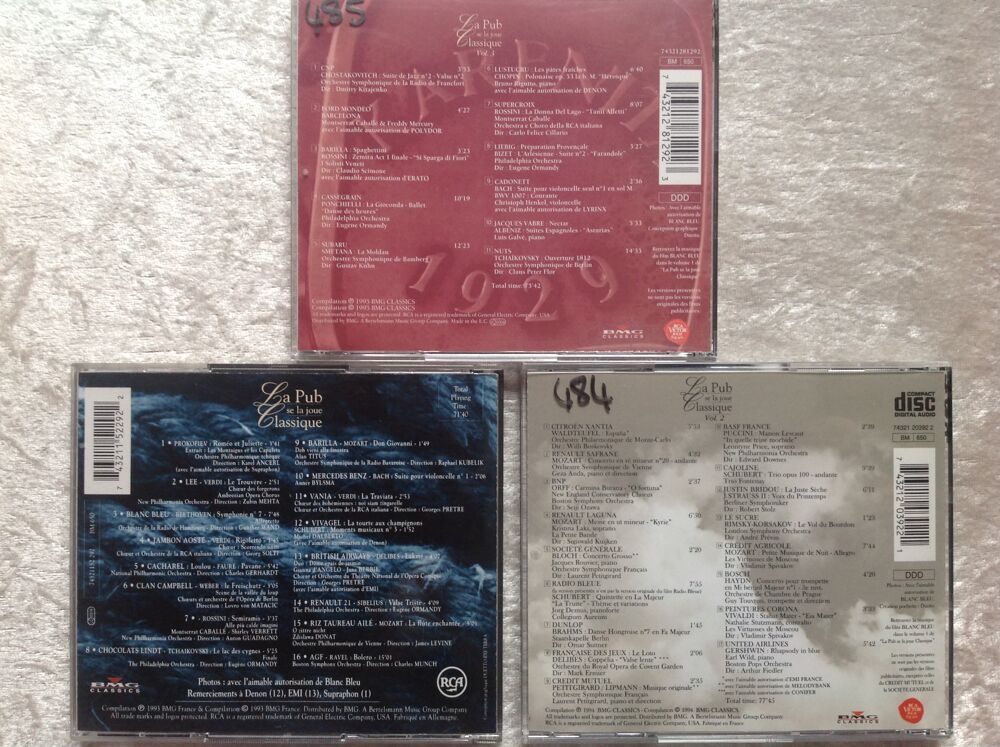 3 CDs LA PUB SE LA JOUE CLASSIQUE Envoi Possible
CD et vinyles