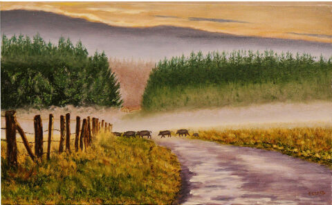 Tableau-photo  Sangliers  85 Saint-Gen�s-Champespe (63)