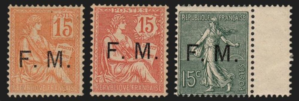 timbres Franchise Militaire surcharg&eacute;s F.M 