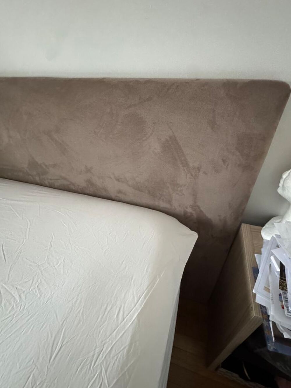 Lit avec matelas et t&ecirc;te de lit tissu Meubles