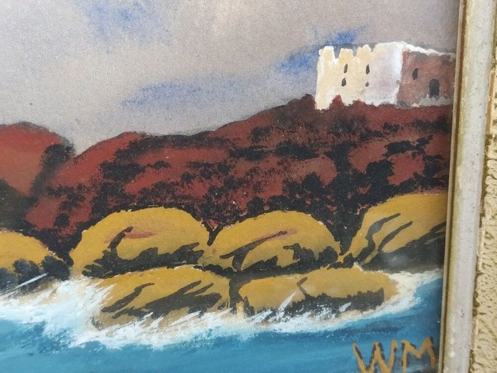 Tableau Marine Penmarch Rocher des Naufrag&eacute;s Sign&eacute; WM 