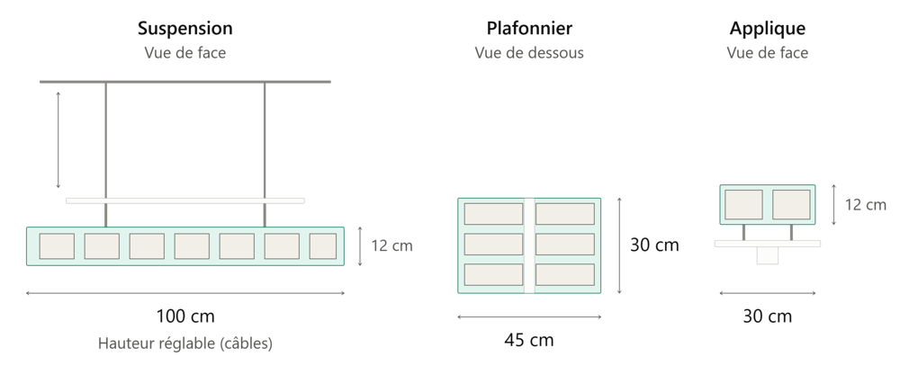 Lot de 5 luminaires design en verre et inox Décoration