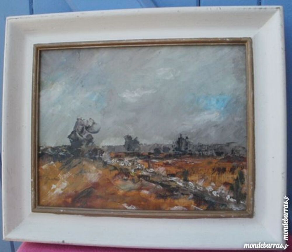 Huile sur toile sign&eacute;e, paysage chaotique Décoration