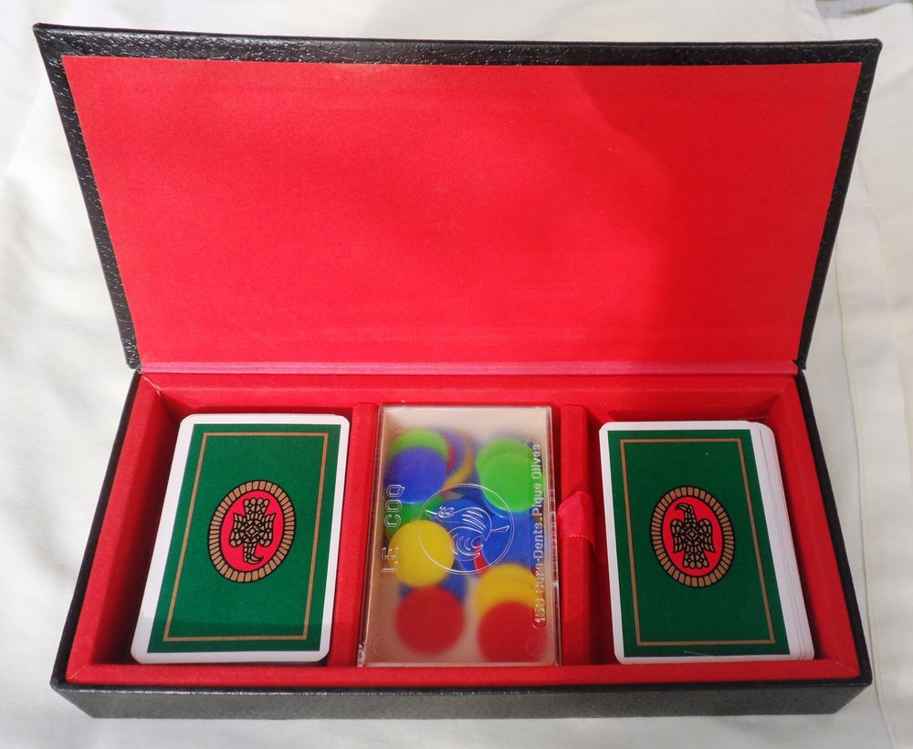 Coffret de jeux de bridge avec 2 jeux de cartes, 1 bloc note Sports
