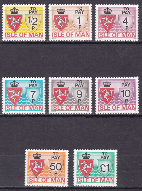 Timbres EUROPE-GB-le de Man TAXES 1975 YT T17  T24 2 Lyon 5 (69)