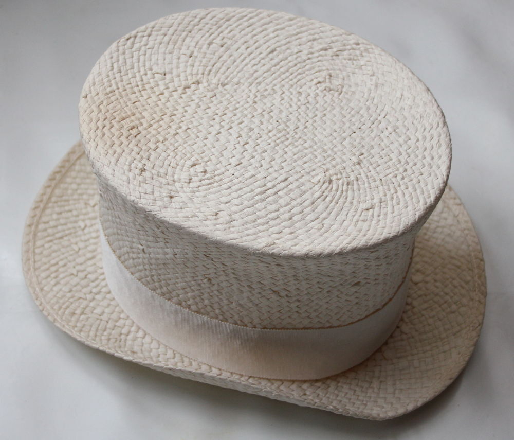 Chapeau Haut de Forme paille blanche PHILIPPE MODEL vintage Vêtements