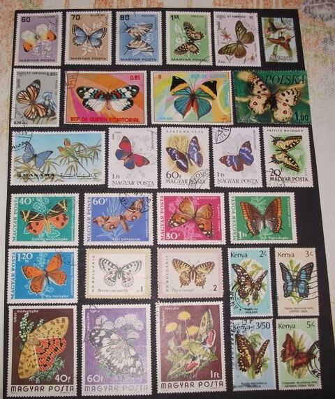 Lot de 64 Timbres sur les PAPILLONS diff�rents et oblit�r�s. 2 Aillevillers-et-Lyaumont (70)