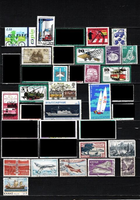 lot de 64 timbres d'EUROPE sur les TRANSPORTS DIVERS 3 Les Églisottes-et-Chalaures (33)
