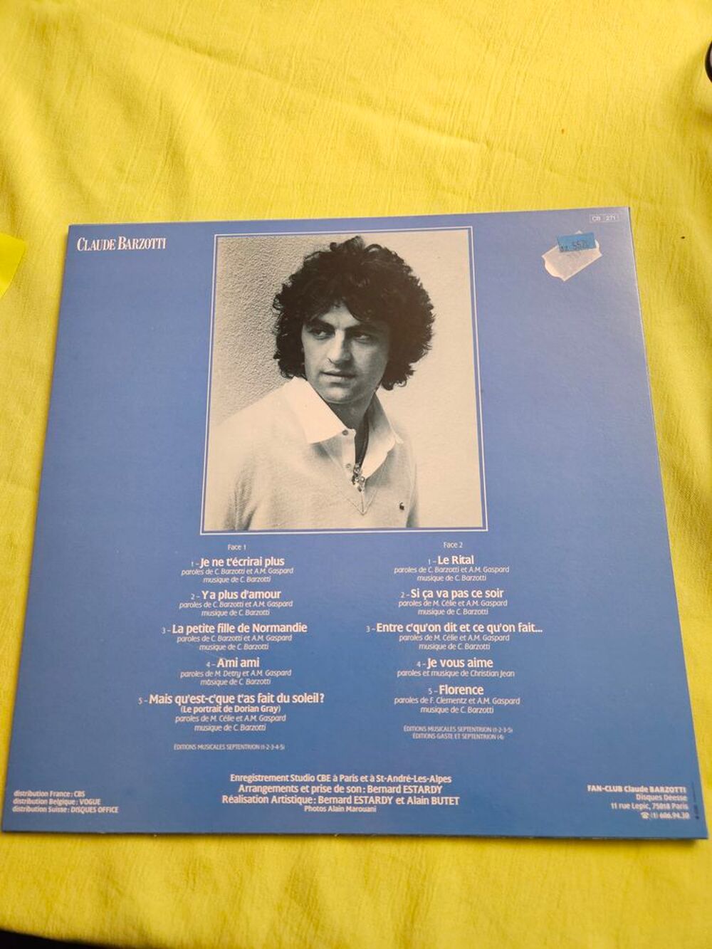 Claude Barzotti 33t vinyle Le Rital DDLX 247 CD et vinyles