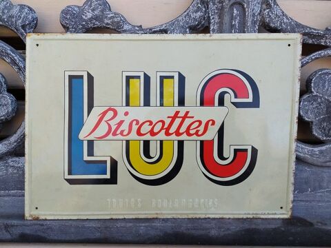 Ancienne Plaque Tôle Publicitaire Biscottes Luc Vintage 1 Loches (37)