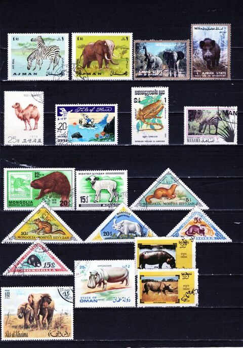   lot de 26 timbres d'ASIE avec des ANIMAUX 