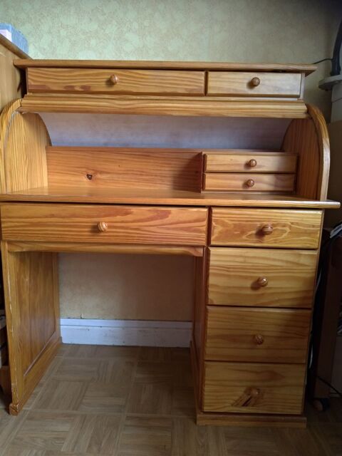 Bureau secrtaire   cylindre  en pin massif 70 Stains (93)