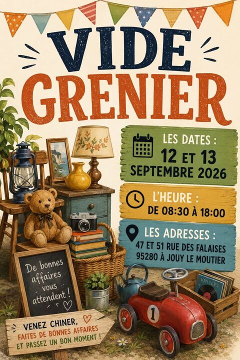 Vide grenier à domicile Jouy Le Moutier (95)
