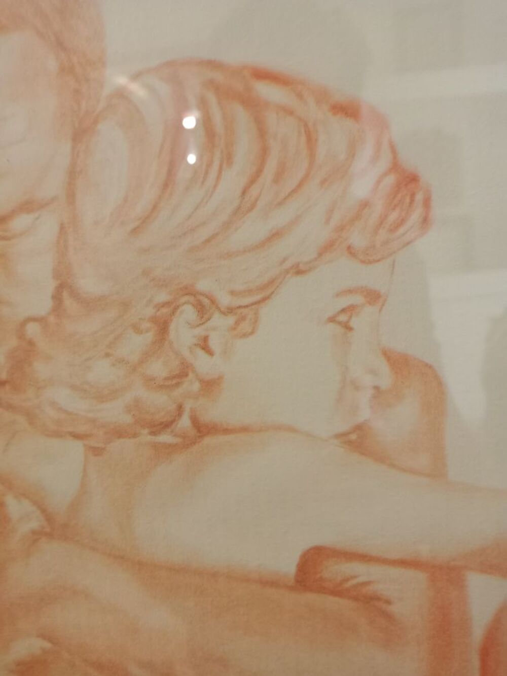 Tableau sanguine l'homme et l'enfant Décoration