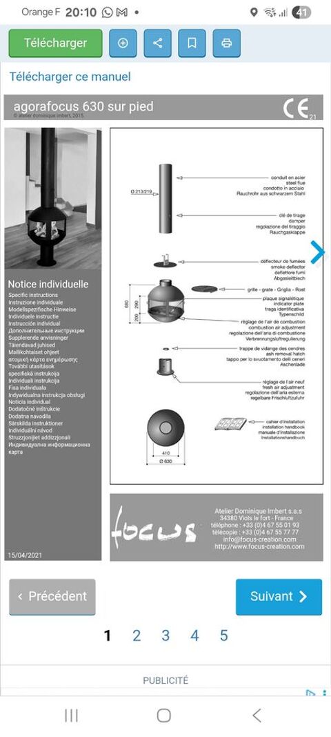 Po�le a bois 
Agrifocus 630 sur pied 850 Riom (63)