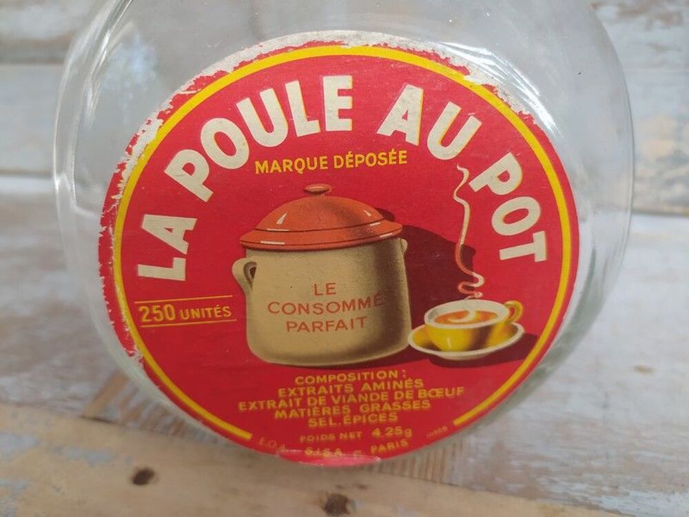 Ancien Bocal Publicitaire La Poule au Pot Bak&eacute;lite Ann&eacute;es 50 