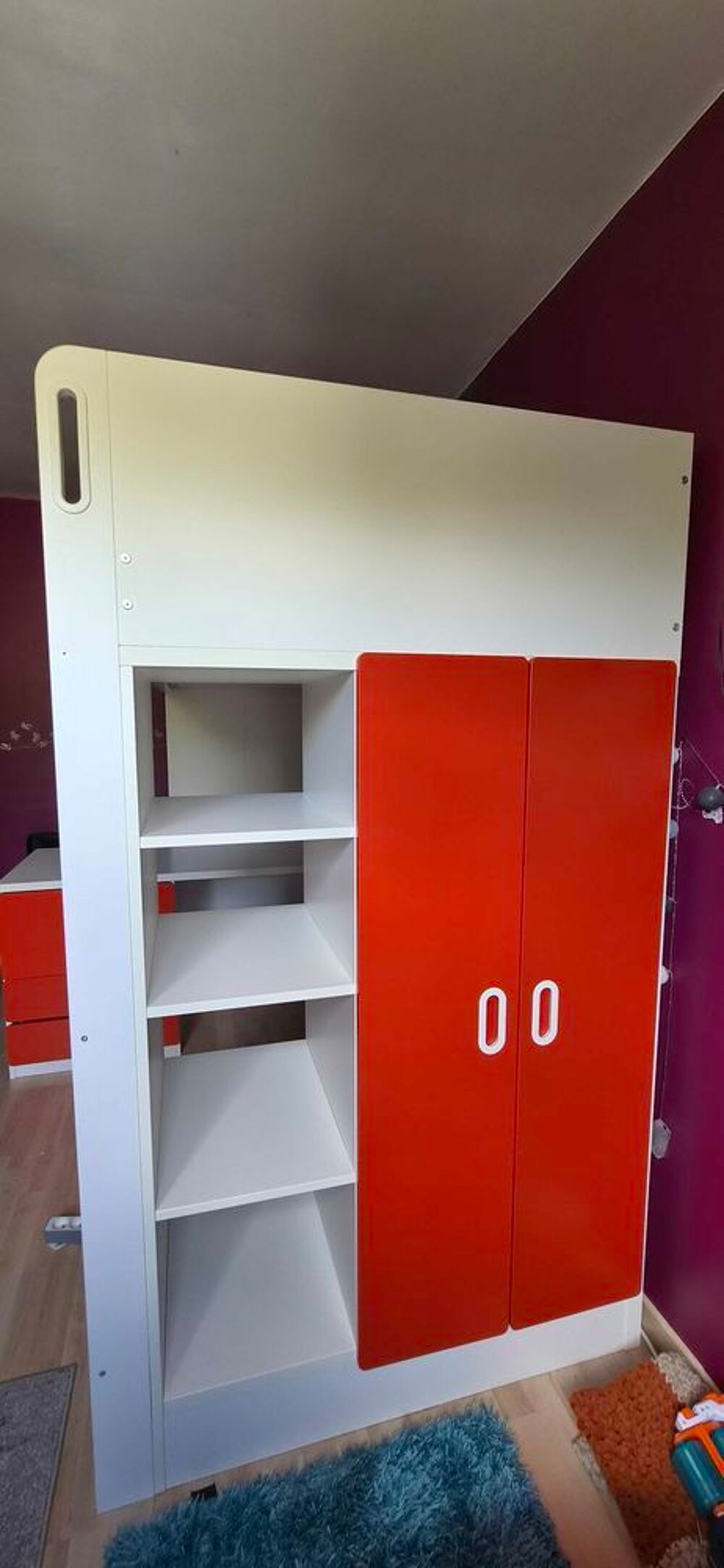 lit mezzanine avec bureau et penderie int&eacute;gr&eacute;e Meubles
