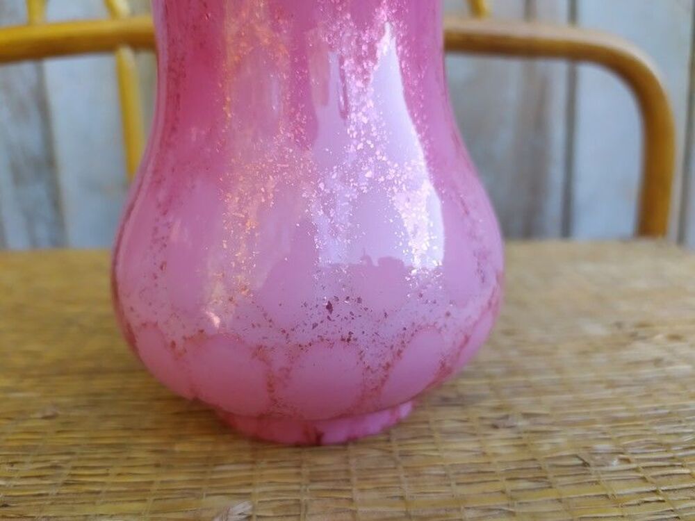 Tulipe Verre Lampe &agrave; P&eacute;trole Corolle Rose Clichy Overlay Décoration