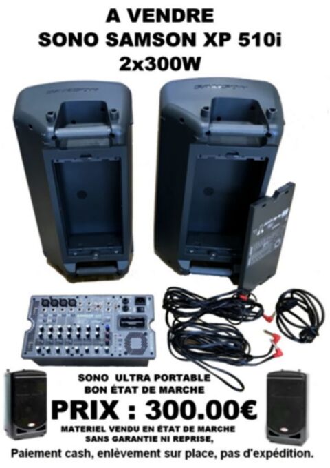 , sonorisation portable SAMSON XP 510 i 2x 300 watts 250 Gourin (56)