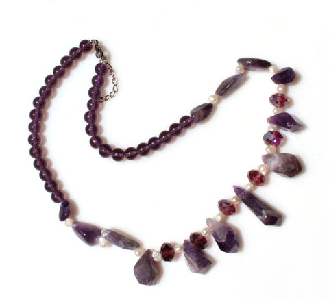 COLLIER ancien en AM�THYSTE CABOCHON et PERLES de CULTURE 30 Nice (06)