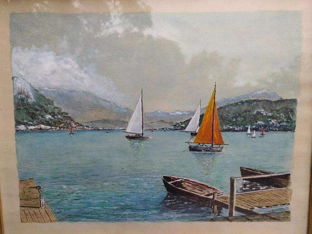 Tableau Marine Gouache Sign&eacute; G. Hondeline 
