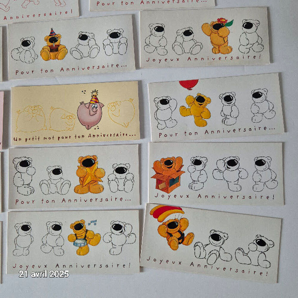 Lot de 14 cartes postales joyeux anniversaire, Chris bears, 