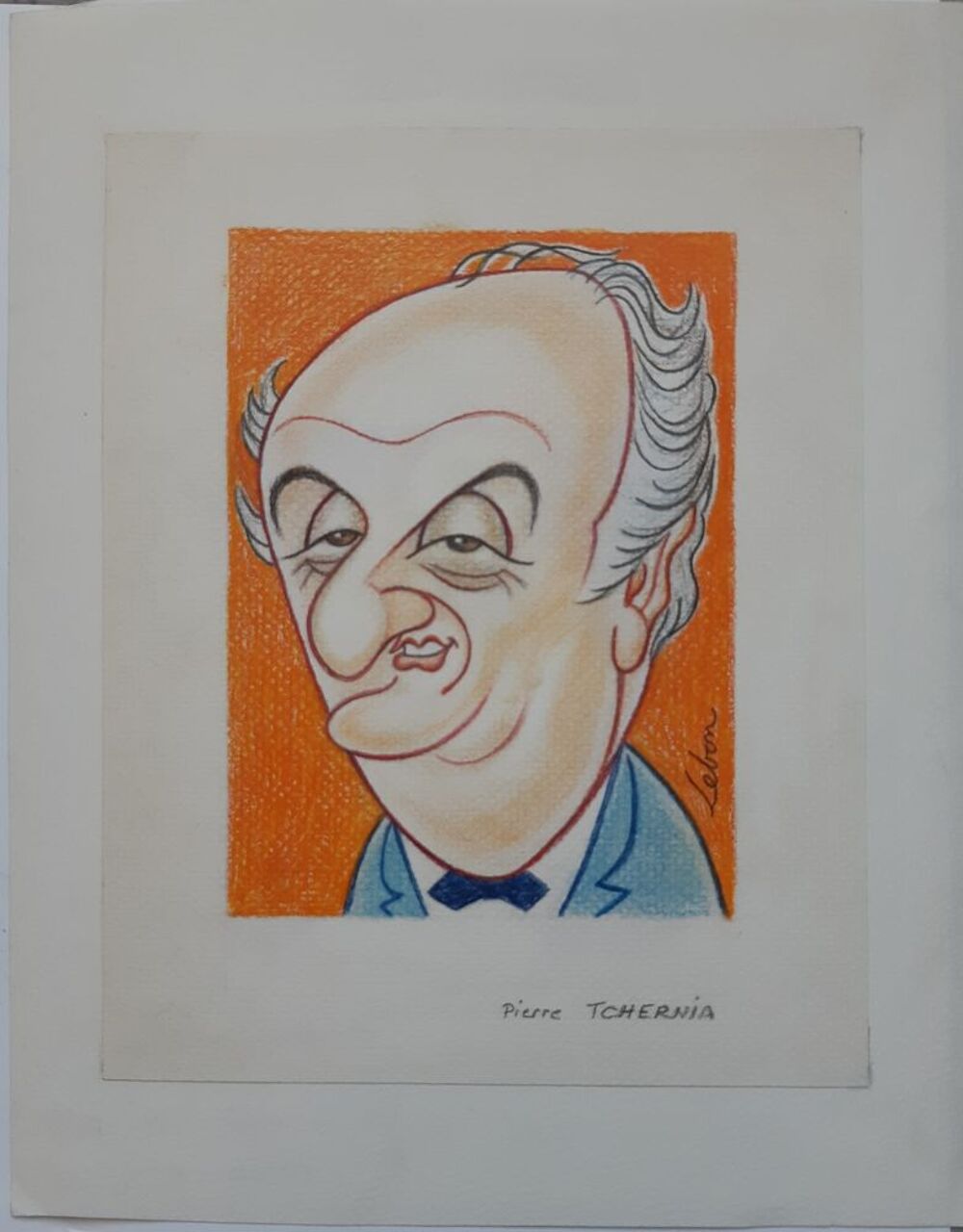 Andr&eacute; LEBON - Lot de 8 caricatures d'animateurs TV 