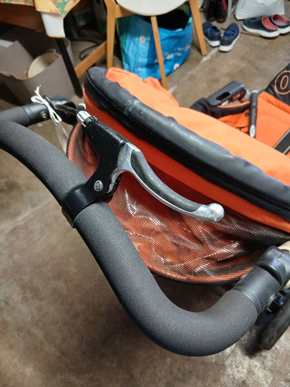 Poussette Jane cross 3 roues orange + nacelle bebe Puriculture