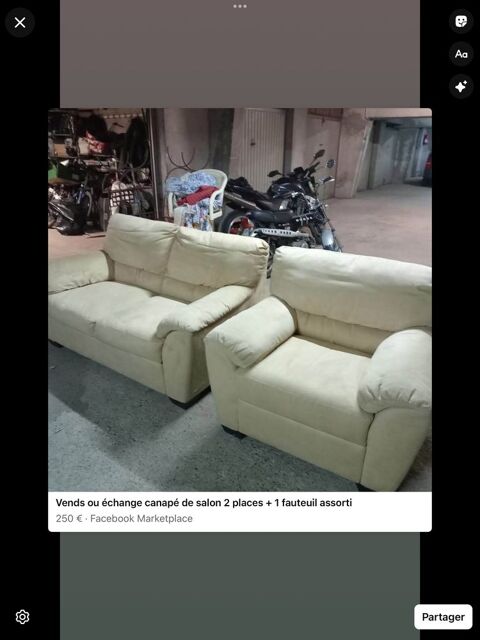 Salon, canap� 2 places +  fauteuil 1 place 250 Aix-en-Provence (13)