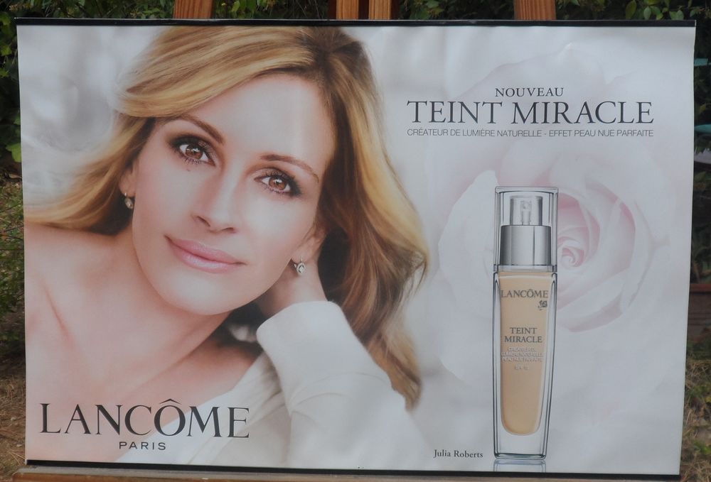Affiche bi-c&ocirc;t&eacute; LANC&Ocirc;ME Paris Julia Roberts sur papier glac&eacute; Décoration