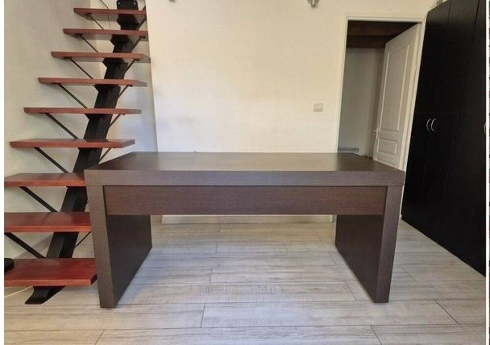 Grand bureau design weng&eacute; / brun fonc&eacute; - 150 x 70 cm Meubles