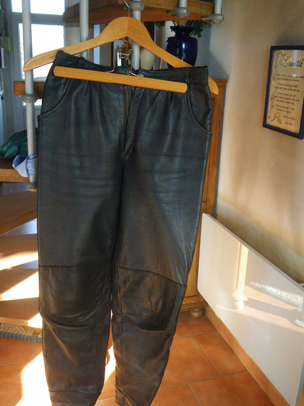Blouson Aviateur Cuir Bleu Fonc&eacute; + Pantalon V�tements