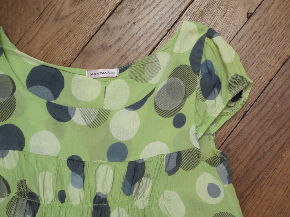 Robe/ Tunique en 100% Coton Vert Clair-Taille S- Montan Vêtements