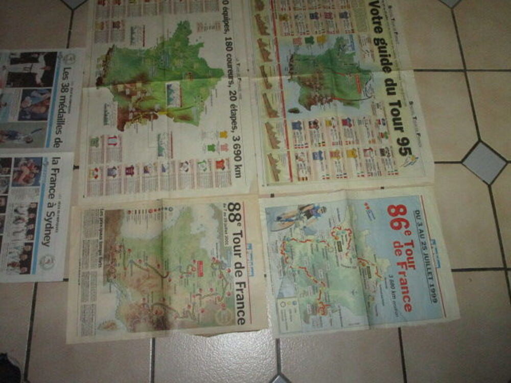 VIEILLES CARTES PARCOURS TOUR DE FRANCE 2001-1999-1995 