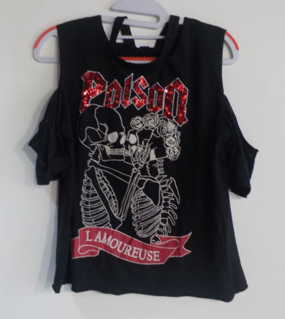 TEE-SHIRT NOIR AVEC DESSINS JENNYFER TAILLE S Vêtements