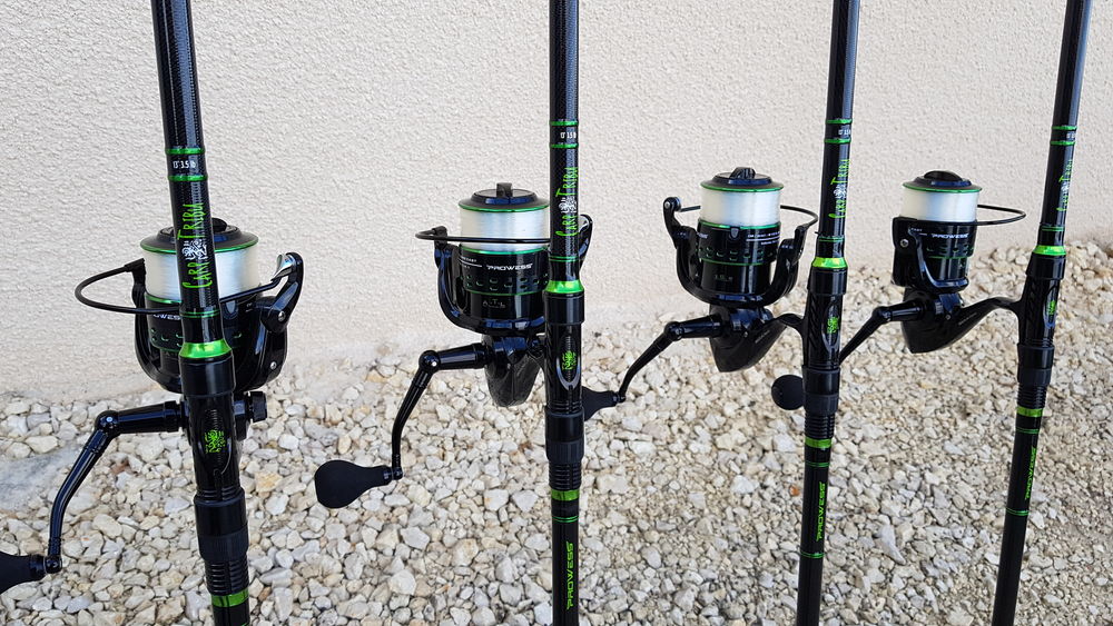 Pack prowess 4 cannes et 4 moulinets carp tribu 1 foureau Sports